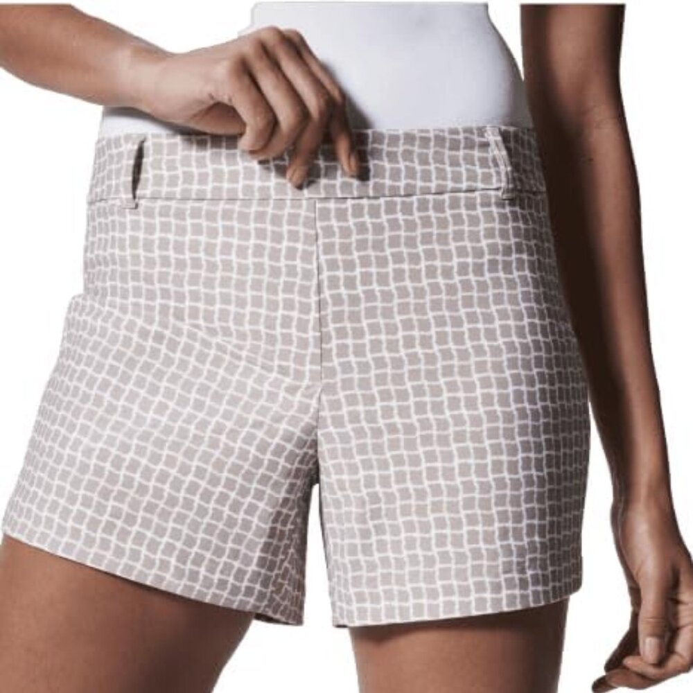 SPANX 4" Sunshine Shorts, Bespoke Check Fawn